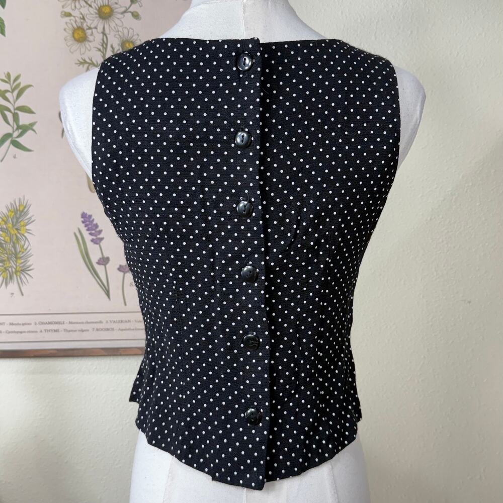 Vintage Button Back Polka Dot Sleeveless Top Rockabilly Gothabilly Retro Twee XS